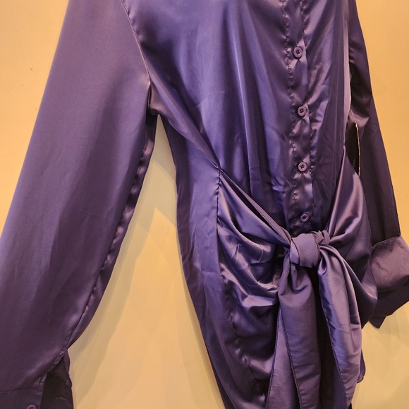 New Sexy Bodycon Wrap Dress Mini Clubbing Party Dress  Satin Size XL - Picture 7 of 10